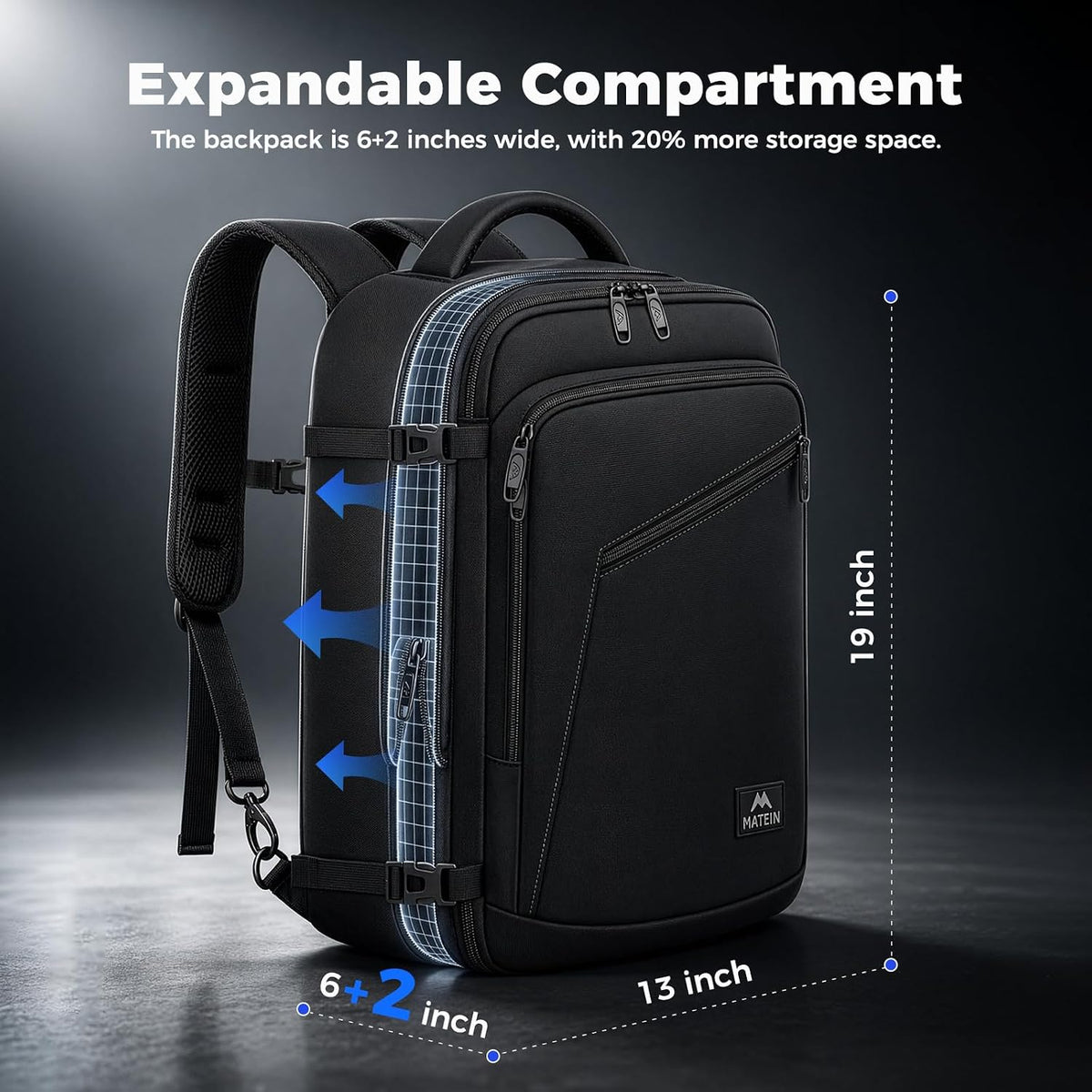 MATEIN Mochila de transporte, mochila de viaje expandible extra grande para