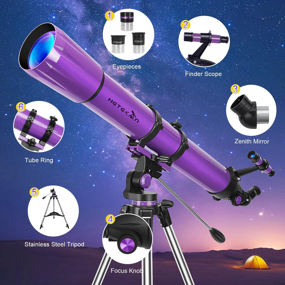3.543 in Apertura 39.370 in, Telescopio para Adultos de Alta