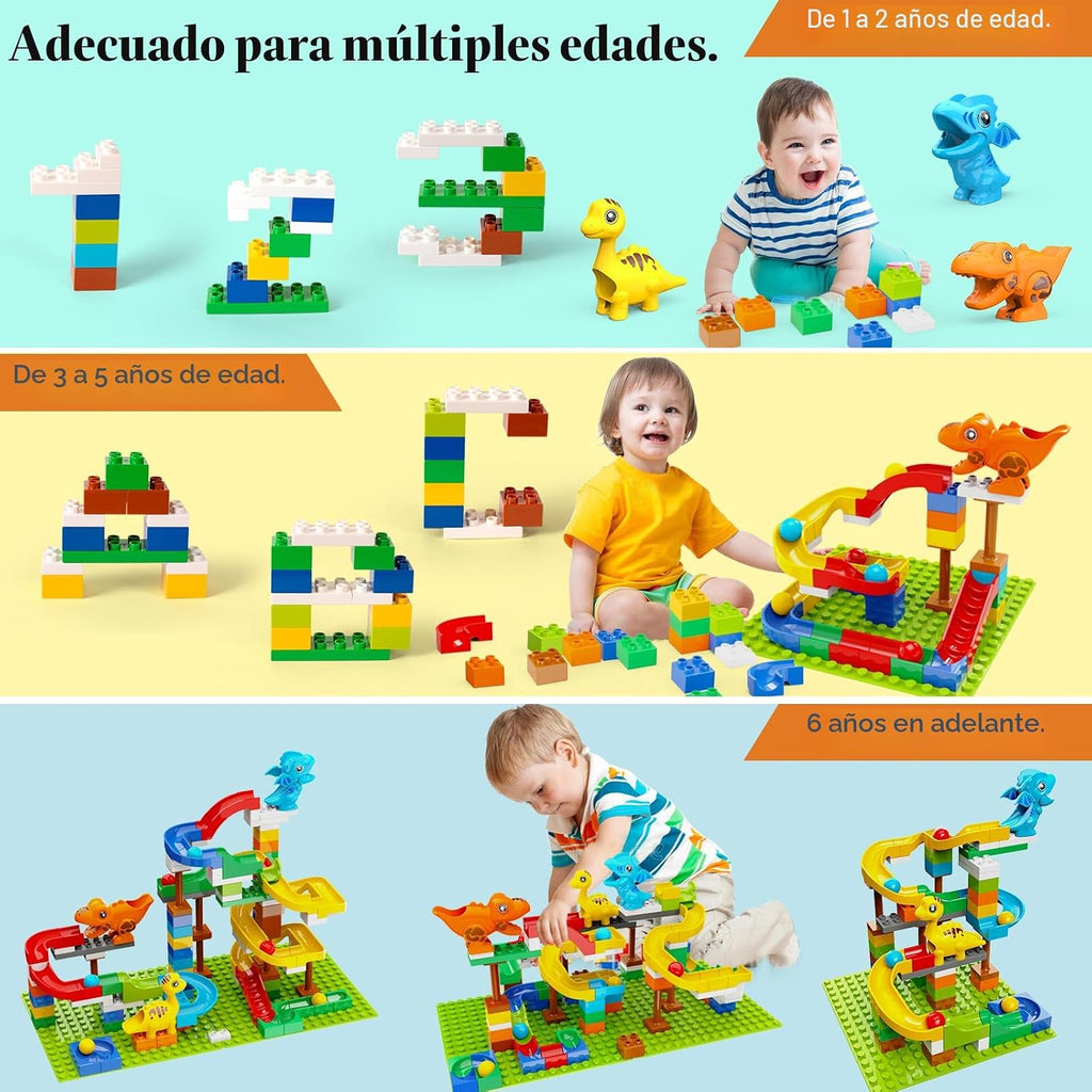 Klobroz Dinosaur Marble Run, bloques de construcción para niños pequeños de