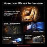 UGREEN NAS DXP2800 Almacenamiento de red de escritorio de 2 bahías,...