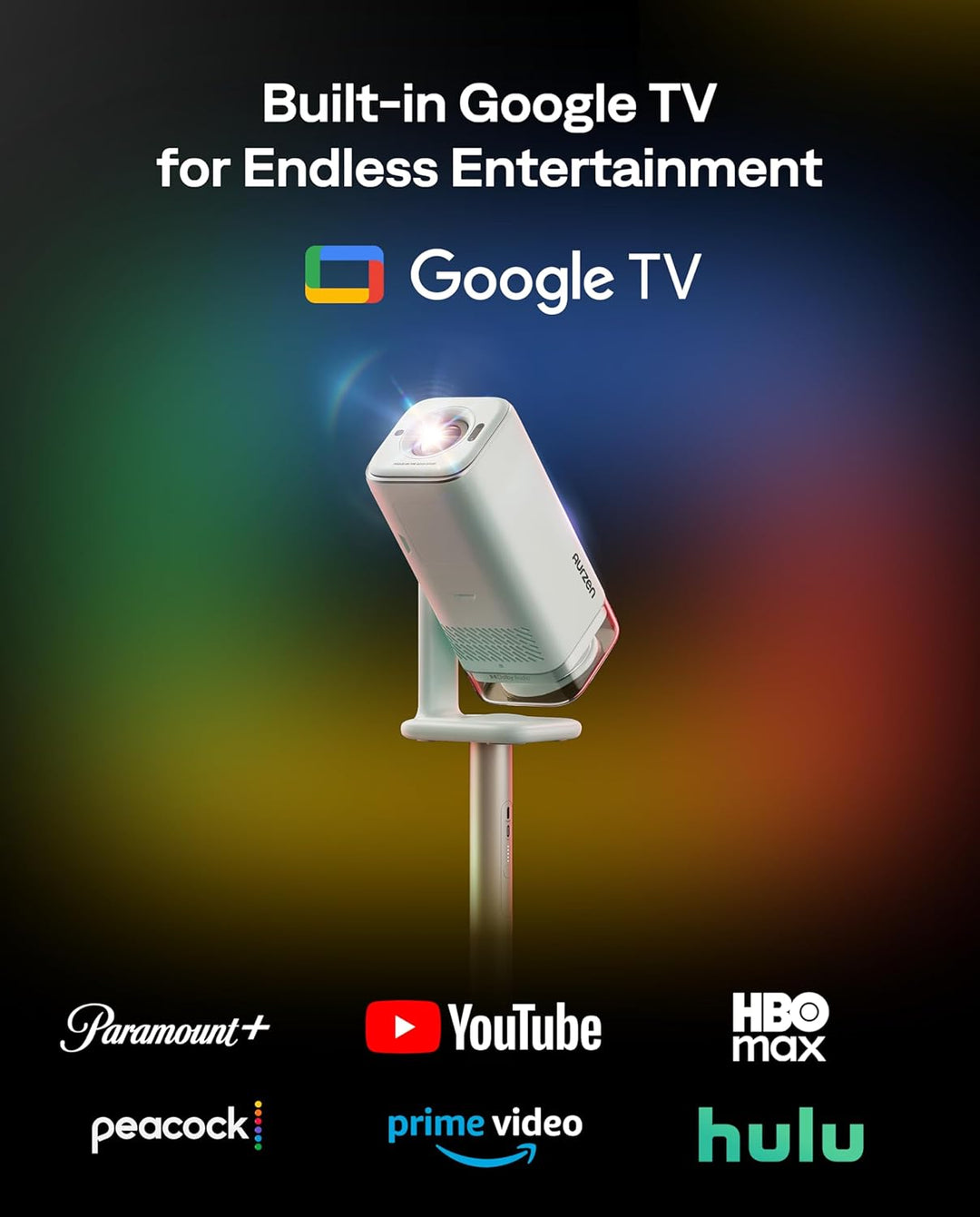 Aurzen BOOM Air - Proyector portátil Google TV con WiFi y Bluetooth...