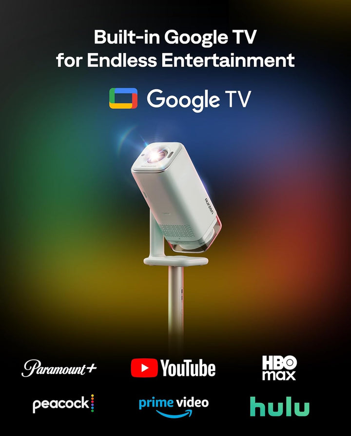 Aurzen BOOM Air - Proyector portátil Google TV con WiFi y Bluetooth...