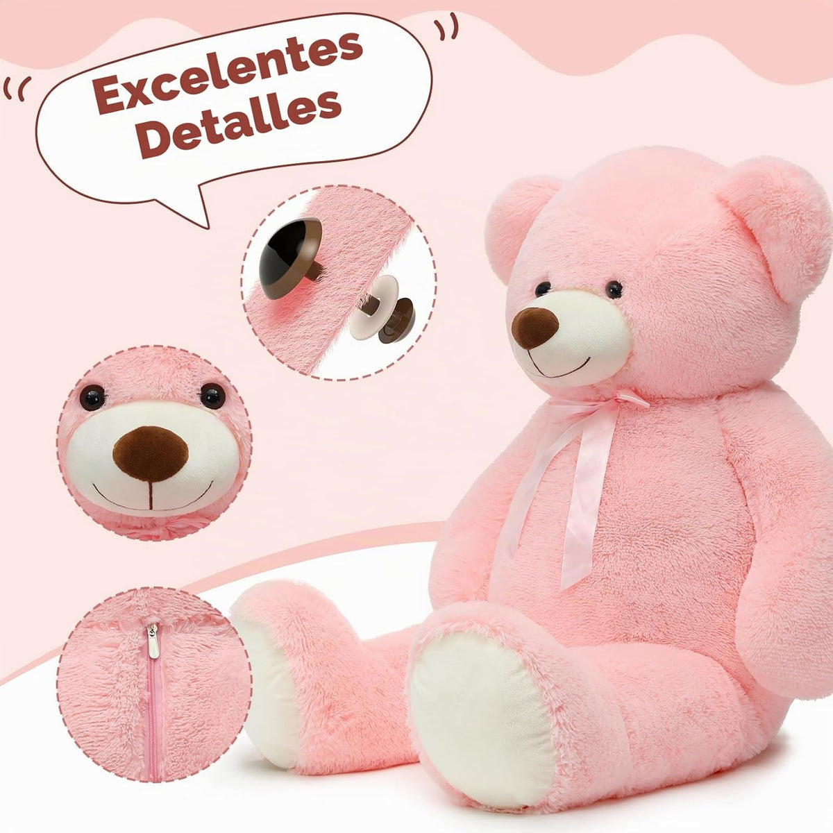 Tezituor 52 Inch Giant Pink Teddy Bear Stuffed Animal