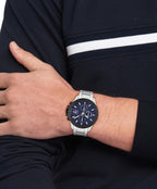 Reloj para hombre Tommy Hilfiger Dynamic – Cuarzo multifunción, caja de acero inoxidable, esfera con grabado radial y subesferas con textura CD, índices cónicos, ventana de fecha ampliada – Regalo para él