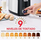 Tostadora de 2 rebanadas, tostadora negra Prime con pantalla LCD digital de cuenta regresiva para pantalla Tostadora inteligente de ranura ancha con bagel/función de descongelación/cancelación/recalentamiento y bandeja extraíble para migas