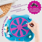 Wings Giant Spin Art Machine de velocidad variable, funciona con pilas, hilandero de pintura con protector de salpicaduras, pintura lavable, kit de arte giratorio, tarjeta de diseño artístico, juguetes de tronco, artes y manualidades para niños, niñas y n