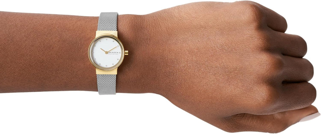 Skagen Freja Reloj de cuarzo con correa de malla de acero inoxidable para mujer
