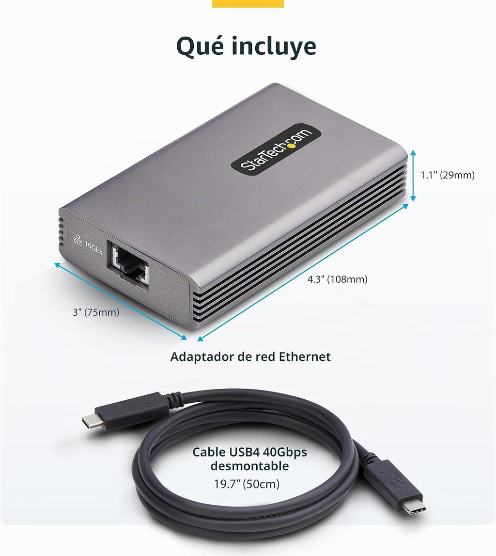 StarTech Adaptador Ethernet USB4 de 10 GbE, Thunderbolt 3/4/5