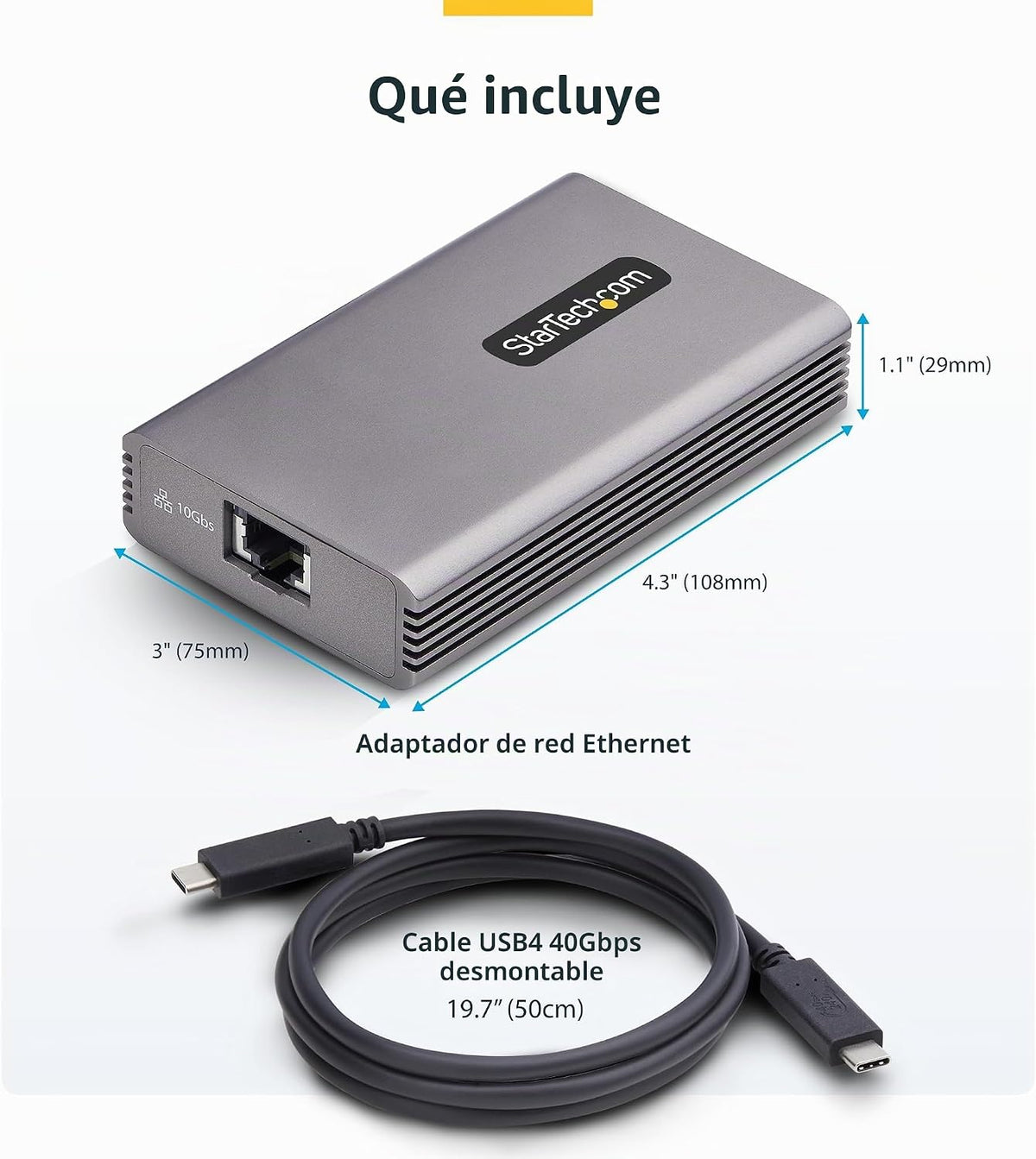 StarTech Adaptador Ethernet USB4 de 10 GbE, Thunderbolt 3/4/5