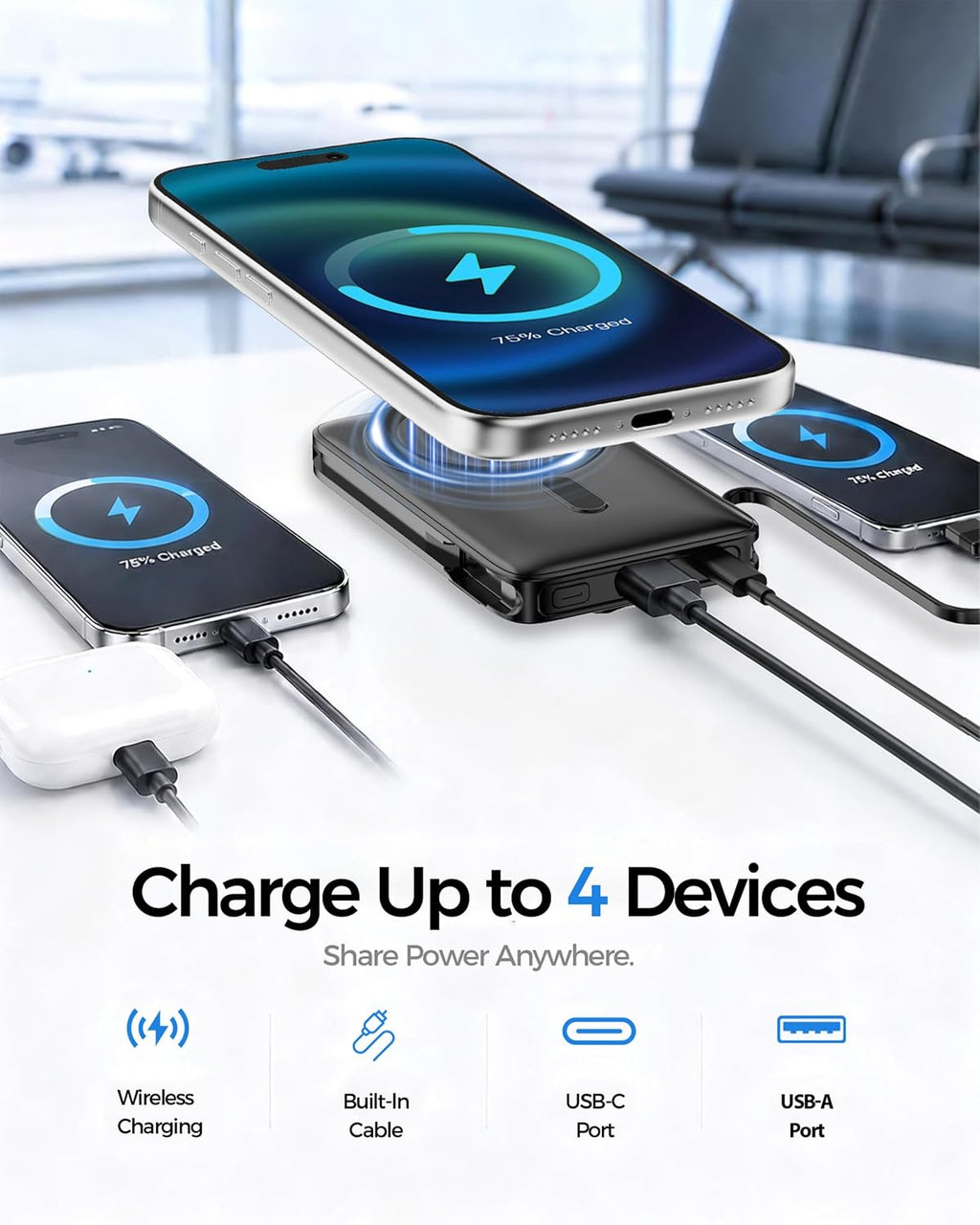 para MagSafe Power Bank iPhone, cargador portátil con cable USB-C