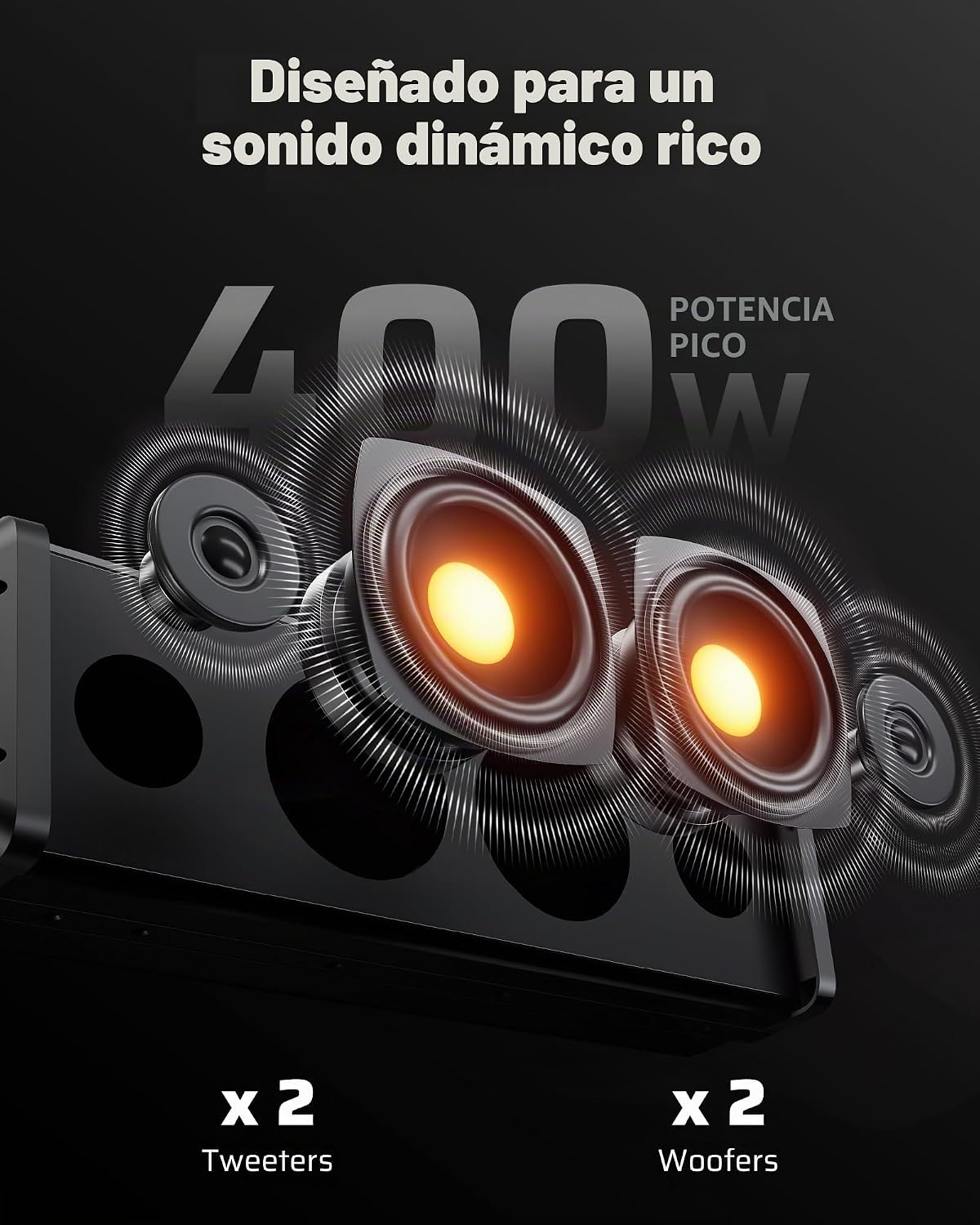 Ehaho 17 Inch 4-Speaker UTV Sound Bar con Bluetooth, RGB, IP66 Waterproof