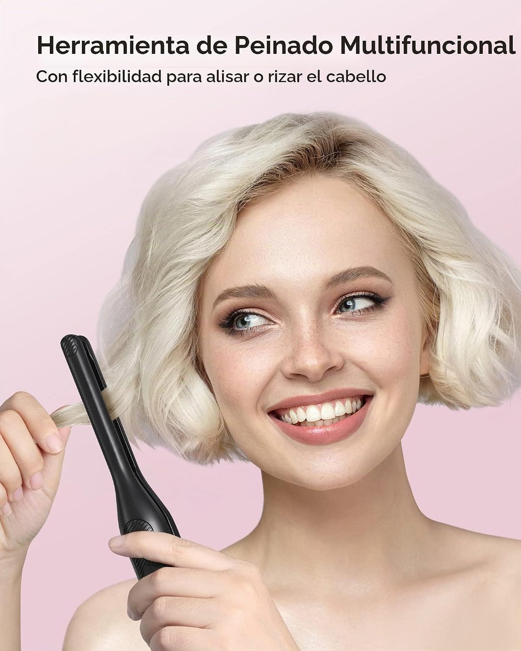 Wavytalk 3/10" lápiz plancha plana oro rosa y soplado secador de pelo ónico oro rosa