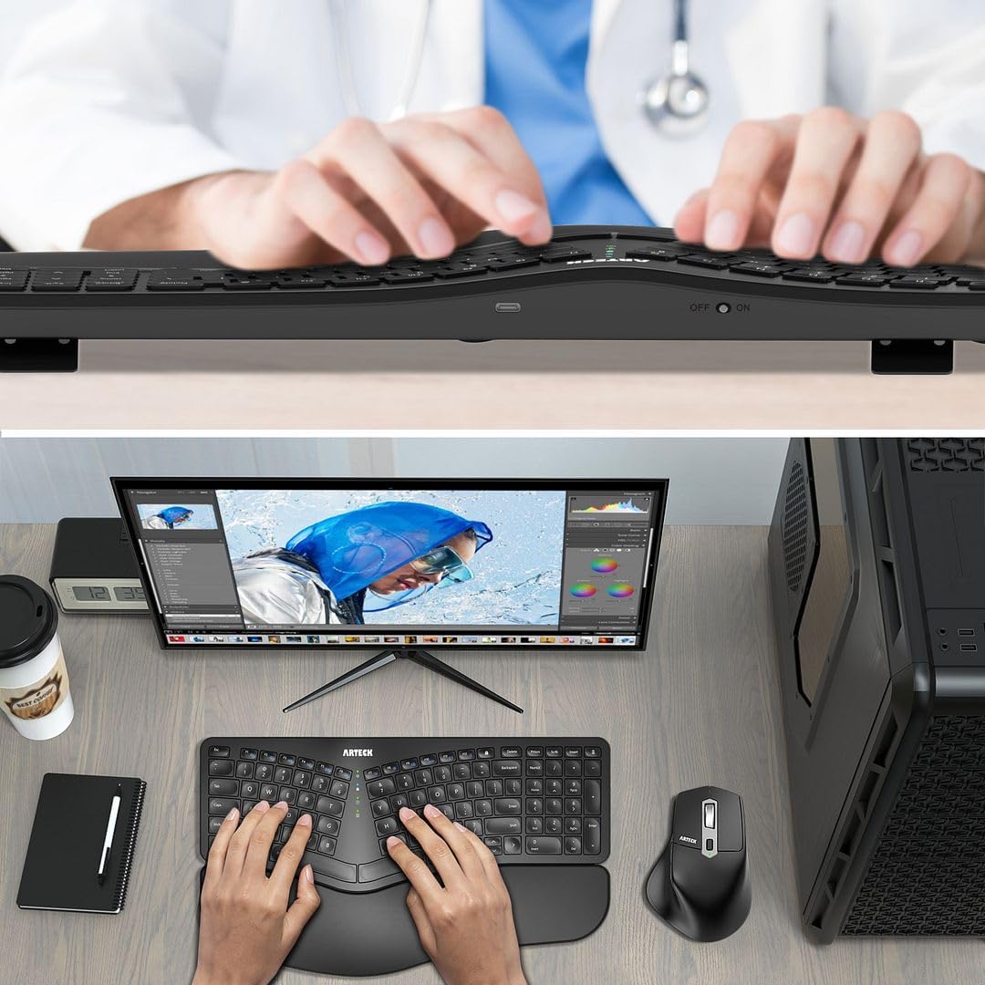 Arteck Teclado ergonómico dividido con reposamuñecas