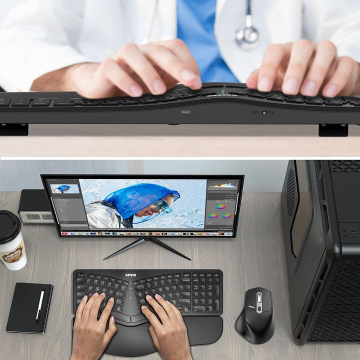 Arteck Teclado ergonómico dividido con reposamuñecas