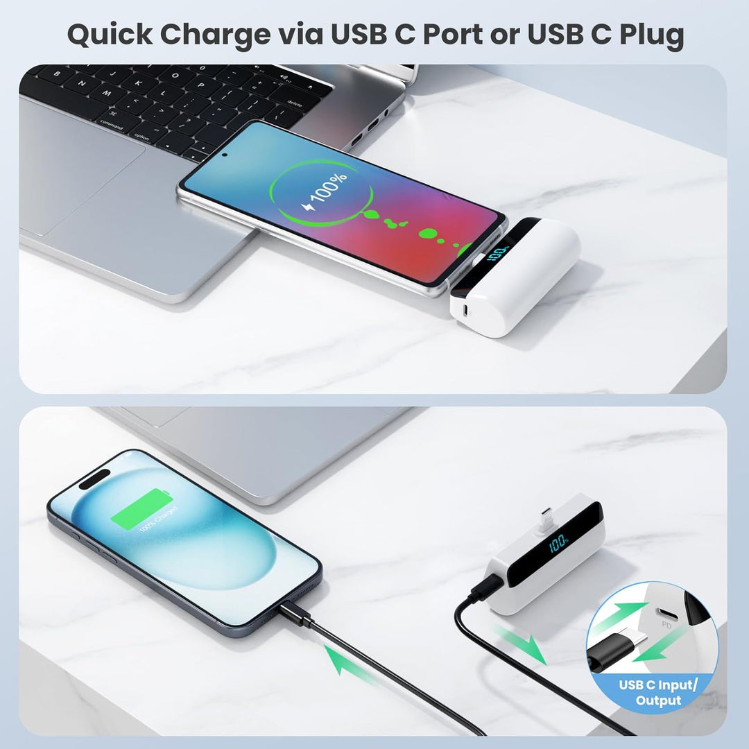 Paquete de 2: mini cargador portátil de 5500 mAh para iPhone 15\/16...