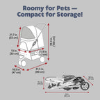 Trixie Cochecito plegable para mascotas para gatos y perros, carrito transportador de mascotas con cubierta climática, cesta de almacenamiento, soporte para tazas, rosa