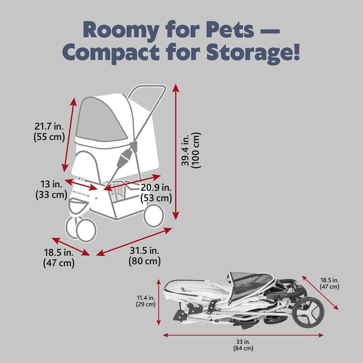 Trixie Cochecito plegable para mascotas para gatos y perros, carrito transportador de mascotas con cubierta climática, cesta de almacenamiento, soporte para tazas, rosa