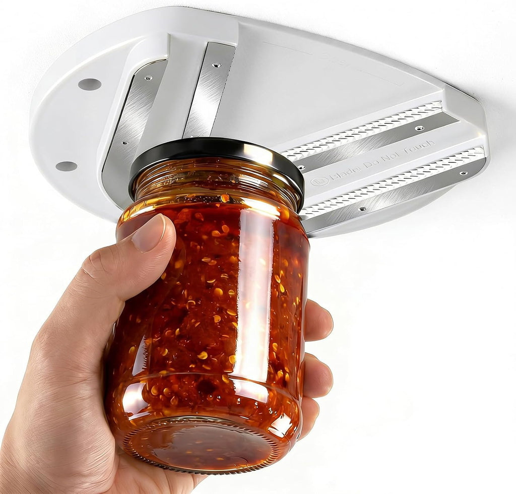 Abrelatas de gabinete montado para manos débiles, personas mayores con artritis, ranuras dobles en forma de U, abrebotellas de agarre para tapa de cualquier tamaño, herramienta de acero inoxidable 304
