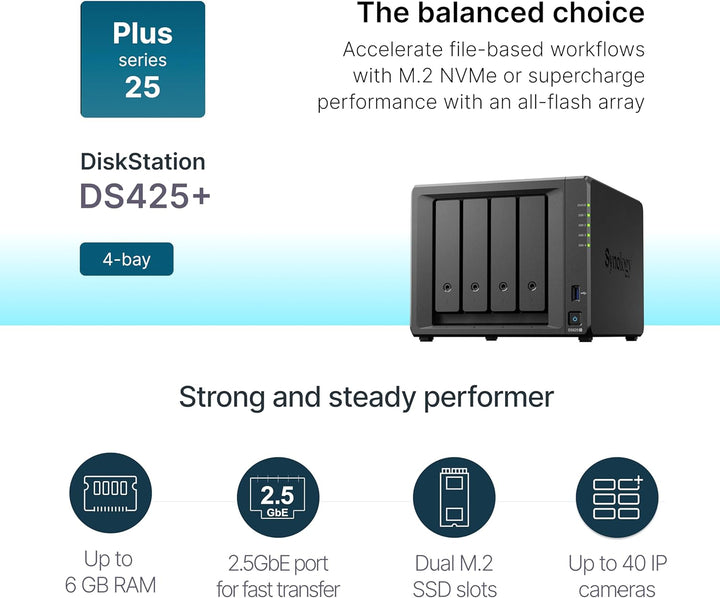Synology DiskStation DS425+ de 4 bahías (sin disco)