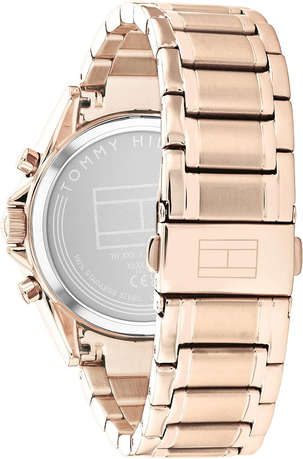 Tommy Hilfiger Reloj deportivo de acero inoxidable para mujer con bisel de cristal, esfera texturizada y pulsera de eslabones - Regalo elegante para ella