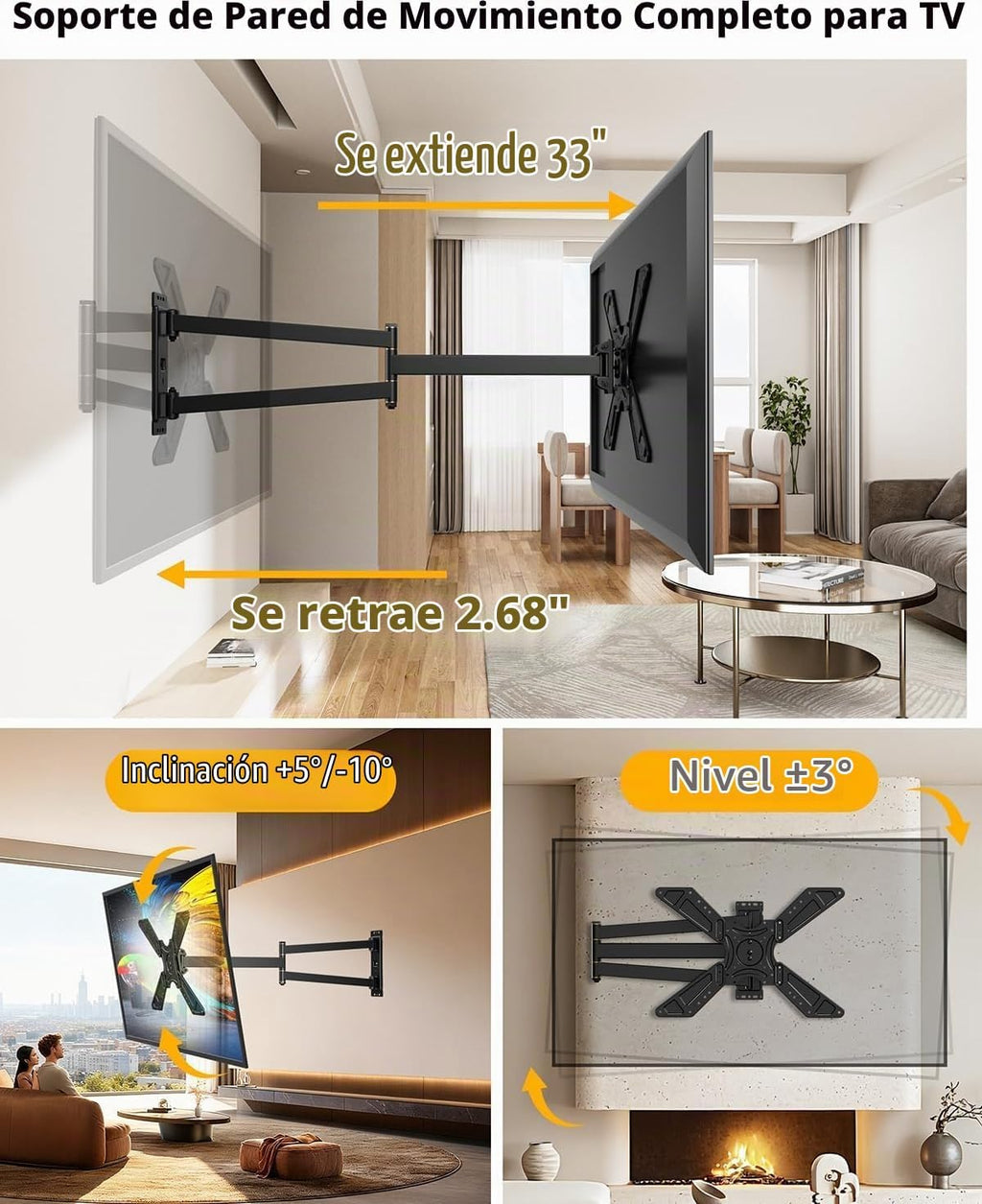 FORGING MOUNT Soporte de pared para TV de esquina de movimiento completo