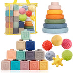 Weilim Montessori - Juguetes para bebé, 3 en 1, bloques apilables suaves