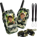 Walkie Talkies de video para niños, paquete de 2 juguetes de radio de camuflaje de 2 vías para niños de 3 a 12 años, walkie talkie de mano de largo alcance para acampar al aire libre, senderismo, el