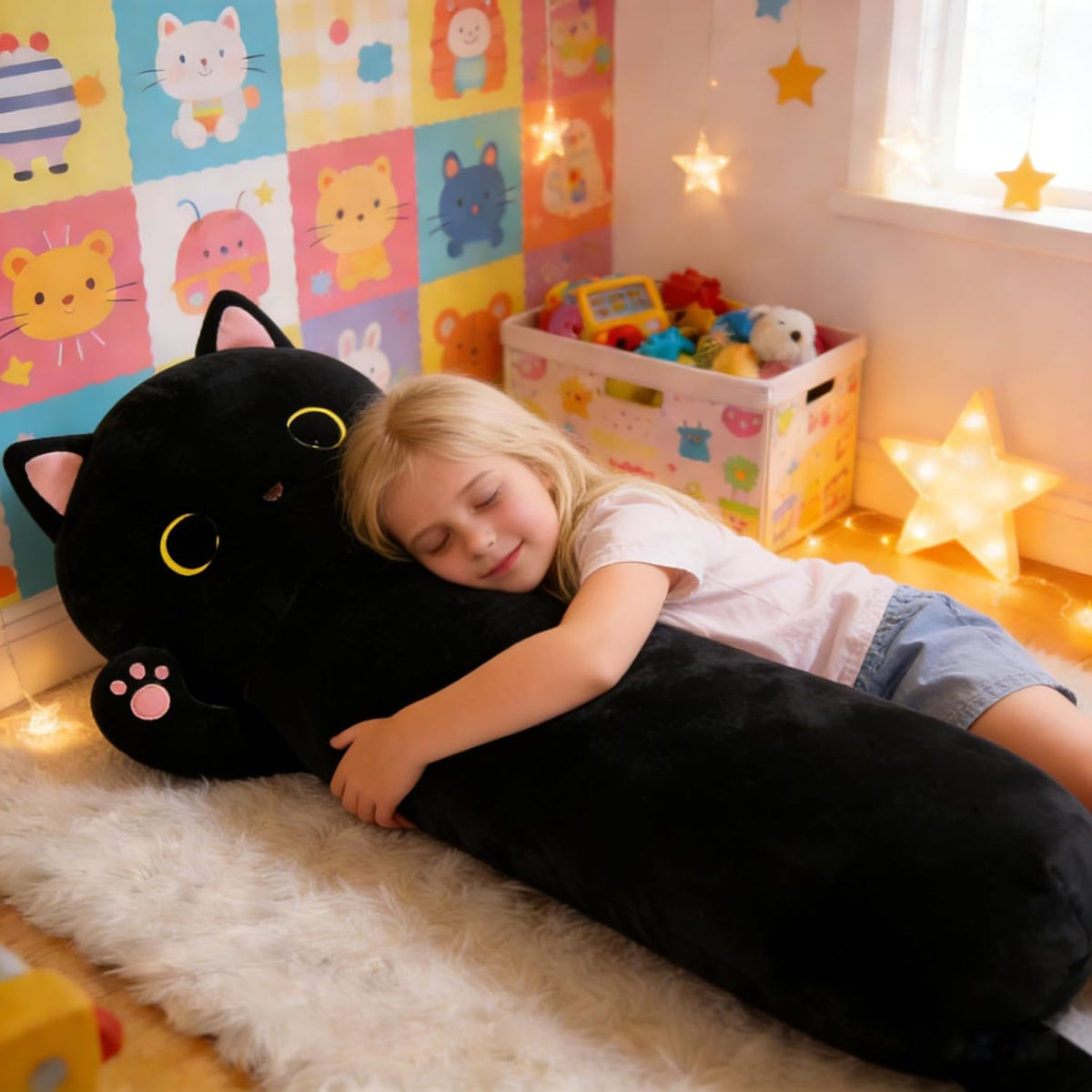 MaoGoLan - Almohada corporal de felpa de 44 pulgadas, almohada de gato de