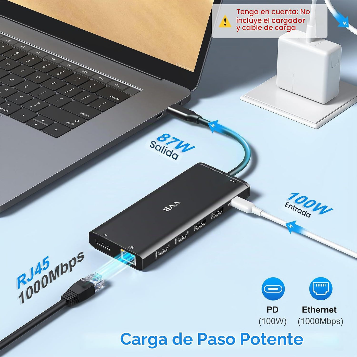 Estación de acoplamiento USB C de monitor dual para laptop Dell\/Le...