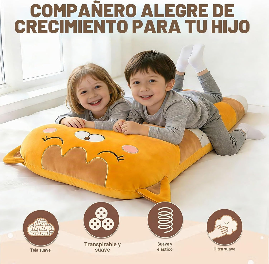 Almohadas largas de felpa en forma de U de 47x23 pulgadas para niños, almohada grande y suave con forma de animal de peluche para dormir, grandes y lindos peluches, funda lavable, regalo para