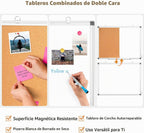Tablero magnético de corcho de borrado en seco para pared con accesorios