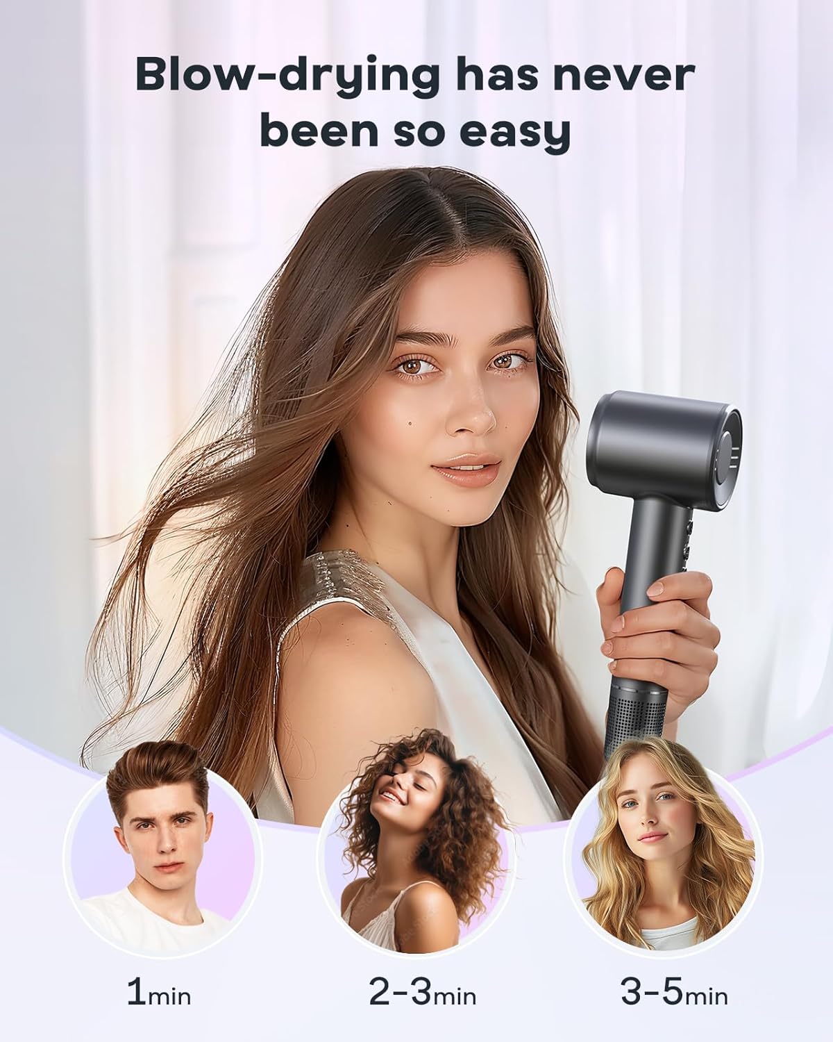 Bopcal Hair Dryer, Ionic Blow Dryer with Diffuser, 150,000 RPM Prof...