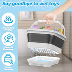 Anivia Organizador de almacenamiento de juguetes de baño plegable, soporte de juguetes de baño con base removible, almacenamiento/cesta de juguetes de bañera de secado rápido, soporte de juguetes de