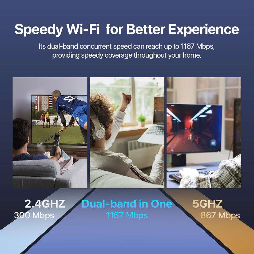 Tenda Enrutador WiFi Gigabit AC1200 - Enrutador de Internet Inalámb...