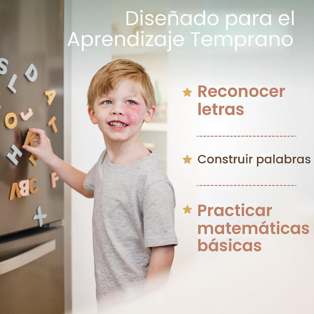 Letras y números magnéticos para niños, 135 imanes de espuma EVA neutros de alta calidad para nevera, vocales codificadas por colores, números y símbolos minúsculas en mayúsculas, a partir de 3 años