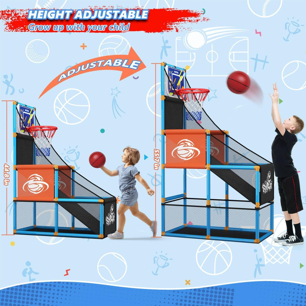 Juego de baloncesto de arcada Set Boy Toys Indoor Outdoor Kids Basketball