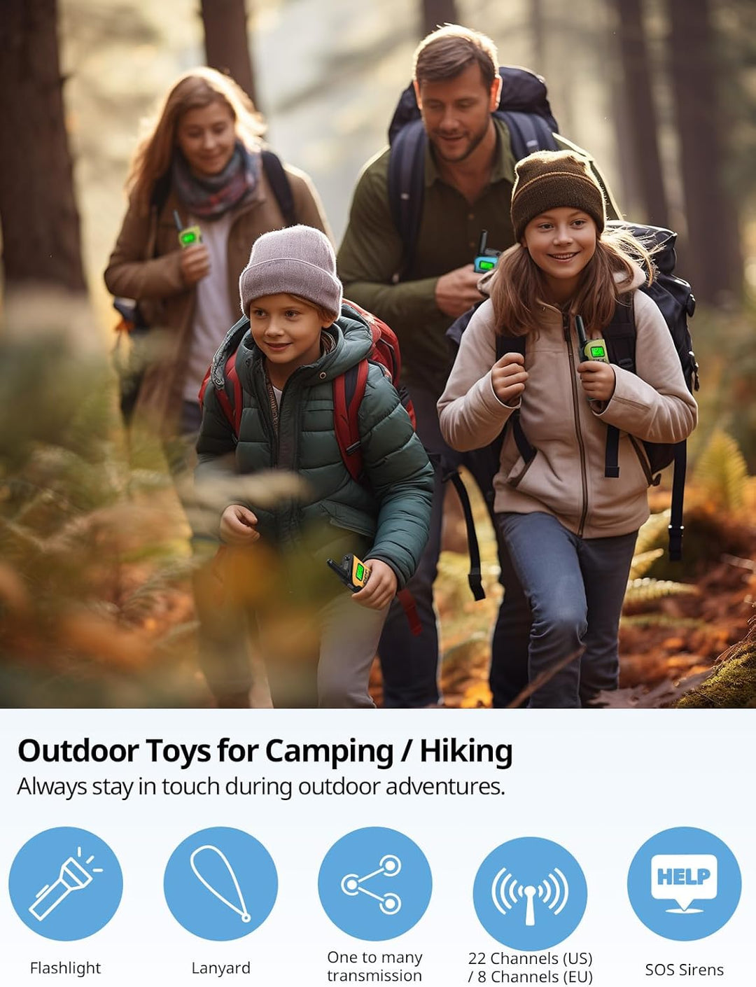 Inspireyes Walkie Talkies para niños recargables, juguetes para niñ...