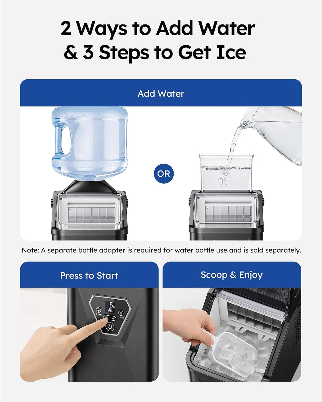 Máquina de cubitos de hielo para encimera, 30 libras/día