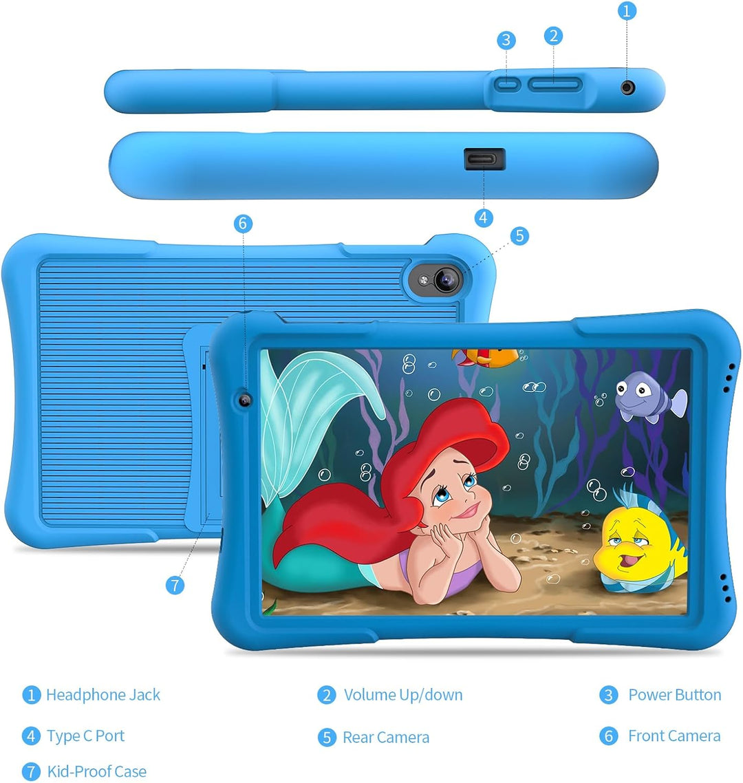 PRITOM Tableta para niños de 10 pulgadas Android 14, 32GB, Quad-Cor...