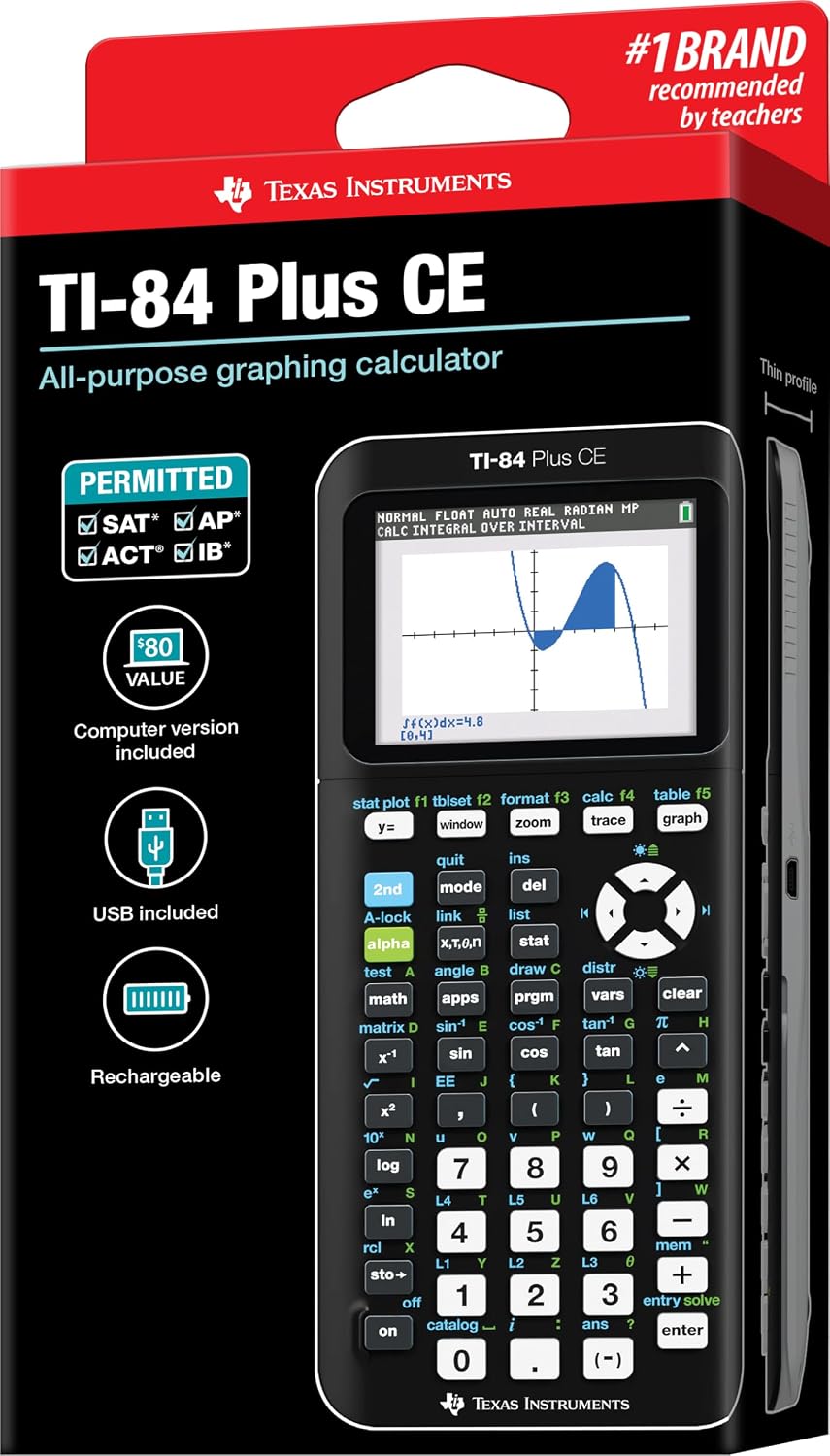 Calculadora gráfica TI84PLSCEBLUBRY de Texas Instruments, Negro