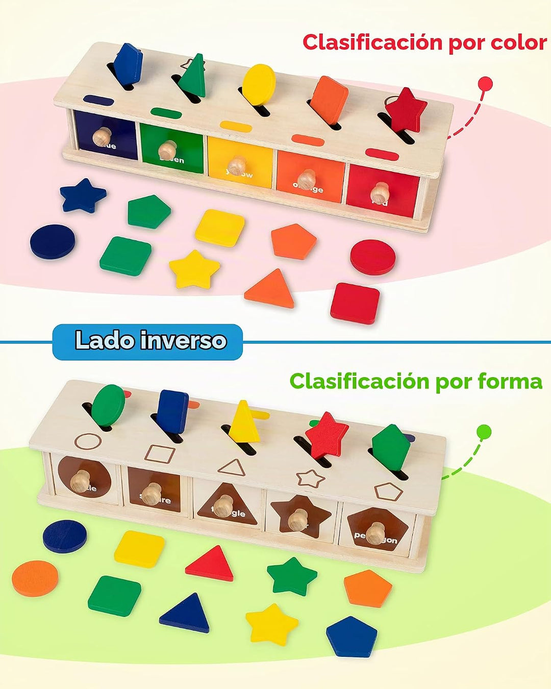 Coogam Juguetes Montessori Caja de Madera para Clasificación de Col...