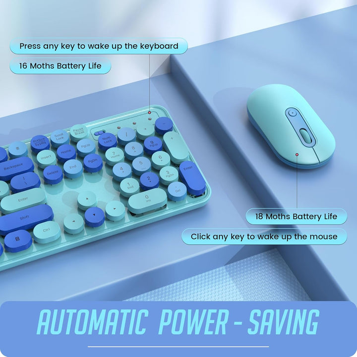 Combo de teclado y mouse inalámbricos, LIZRROT Combo de teclado y m...
