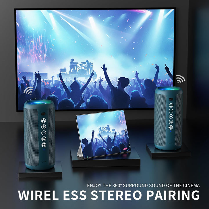 Ortizan Altavoz Bluetooth portátil: IPX7 impermeable, sonido fuerte...