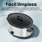 Chefman Olla de cocción lenta de 7 cuartos de galón, tamaño familiar grande con ajustes bajos, altos y cálidos, cerámica extraíble, tapa de vidrio templado, apta para lavavajillas para una fácil