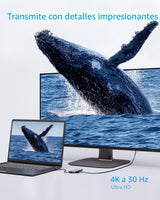 Anker Hub USB C (7 en 1), con HDMI 4K, suministro de energía de 85...