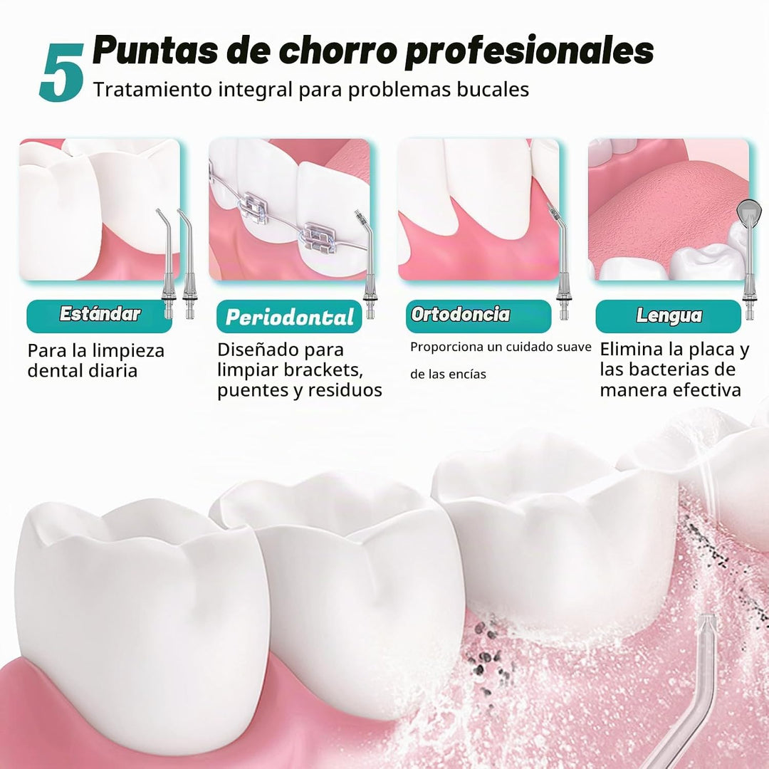 FlossJet - Irrigador dental inalámbrico con hilo dental de agua, ir...