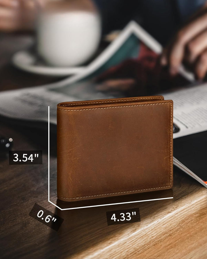 Plinvo Billetera plegable de piel auténtica para hombre con bloqueo...