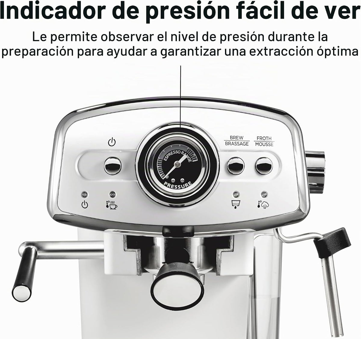 Hamilton Beach Slide & Lock - Máquina de café expreso con espumador de leche, varita de vapor para capuchino y café con leche, bomba de 15 barras y dos boquillas, depósito extraíble, compacto, diseño
