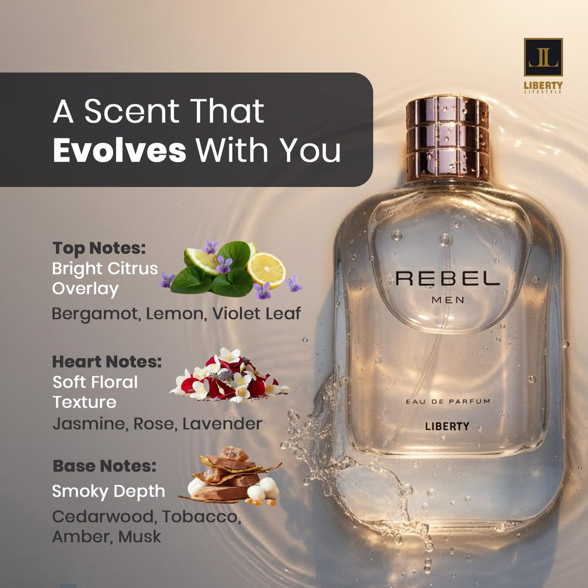 Liberty Luxury Rebel Perfume para Hombre 100ml, Poderoso Perfume de...