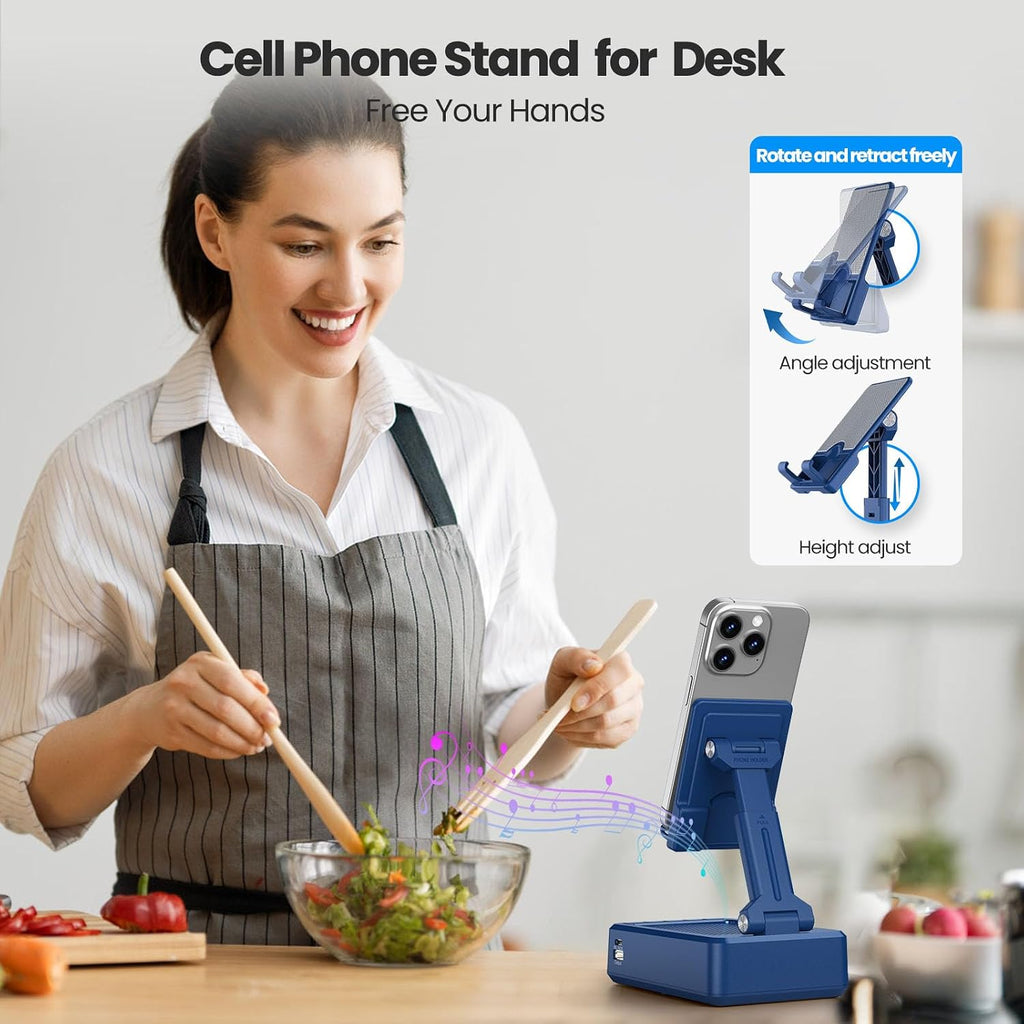 JTEMAN Soporte para teléfono celular con altavoz Bluetooth y función de